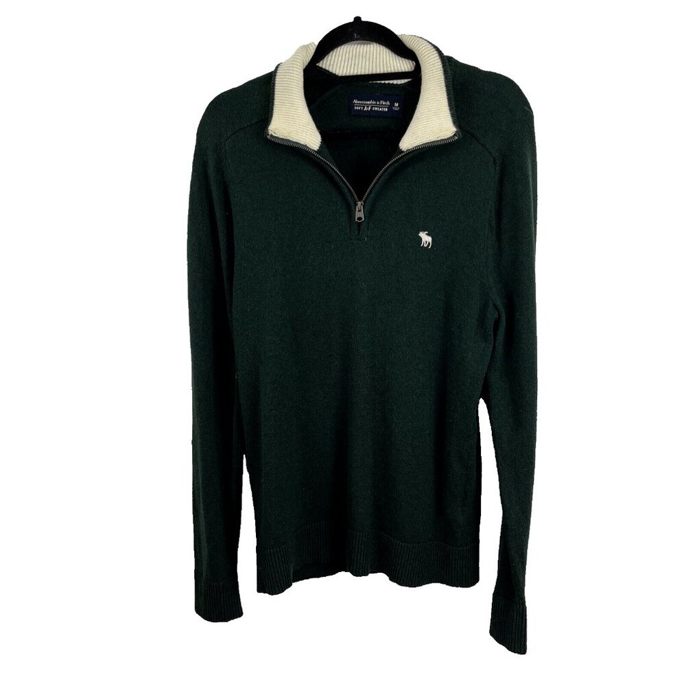 Abercrombie & Fitch Forest Green Cotton-Cashmere-Blend Pullover Mens Size M